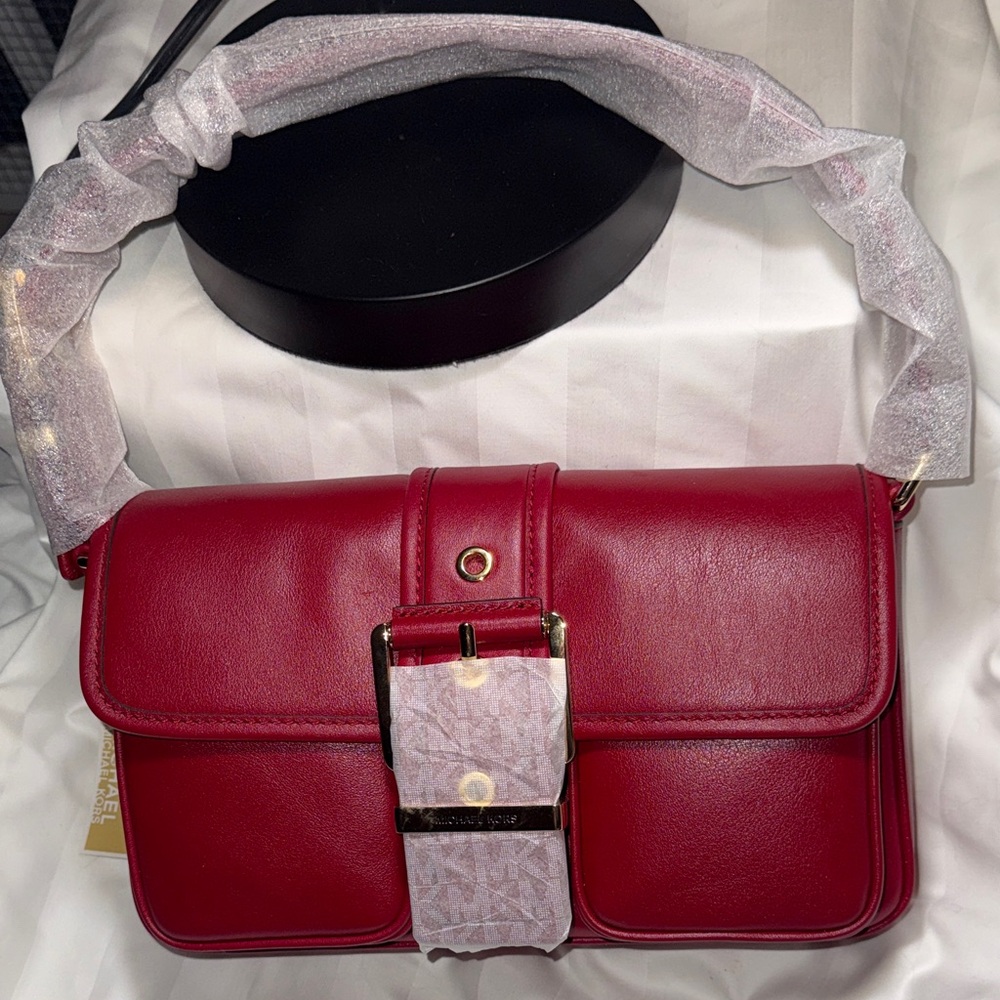NWT - Micheal Kors “Colby” Medium Leather Shoulder Bag….Deep Red.
